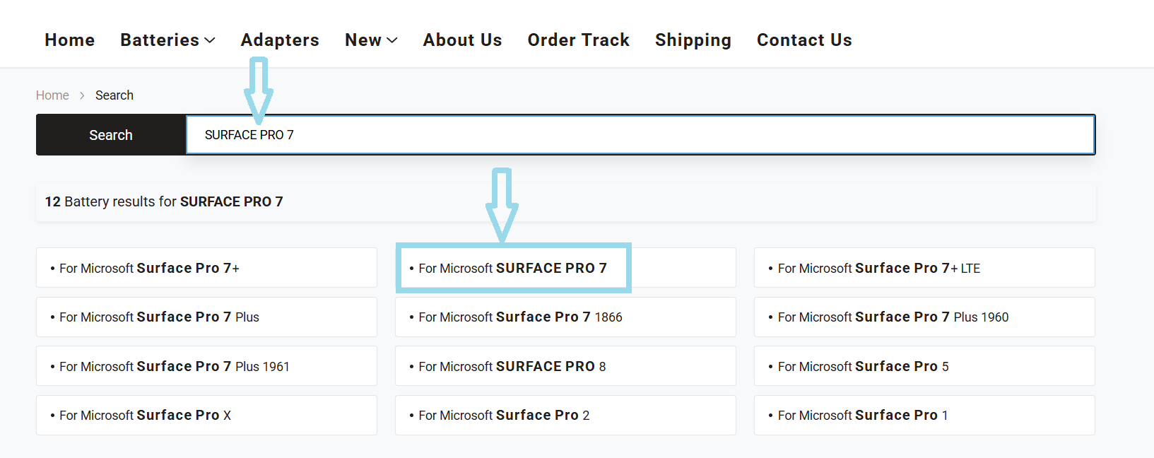 Searching for Surface Pro 7